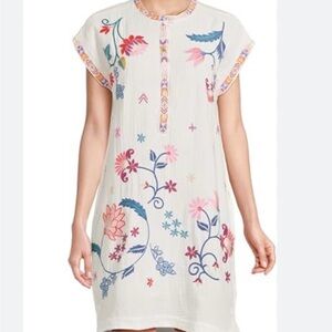 Johnny Was Kids Dress - White with Multicolor Embroidery
